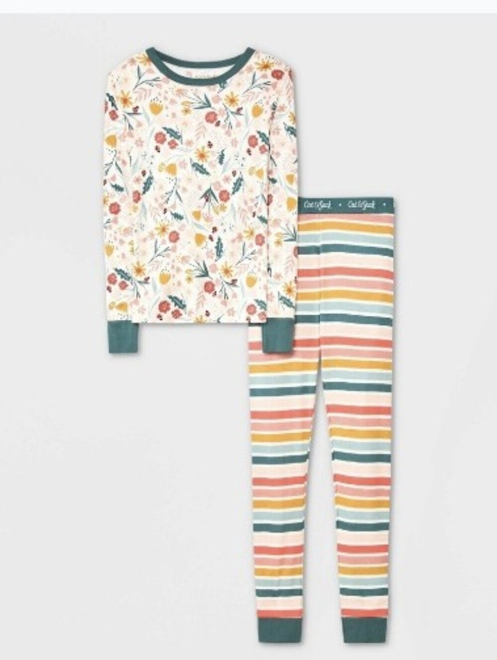 Cat & Jack Girls' 2pc Striped Cotton Pajama Set - Multi
